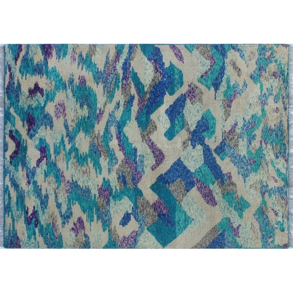 Balochi Jean Ivory/Blue Rug, 4'8" x 6'5"