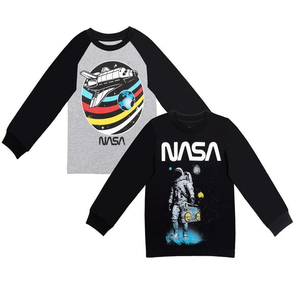 NASA Little Boys 2 Pack Matching Family Long Sleeve T-Shirts Little Kid to Big Kid