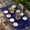 White Dark Blue, variant on Independence Day Table Cloths for 3 Foot Rectangle Tables, Blue Fireworks US Flag Stars Sparklers Modern Patio Waterproof Elastic Fitted Tablecloths, Washable Rectangular Table Cover for Camping
