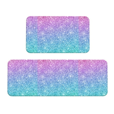

Noewx Multicolor Glitter Kitchen Mat 2PCS Kitchen Rugs Cushioned Anti Fatigue Non Skid Waterproof Floor Mats for Home Office Sink Laundry Desk