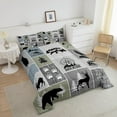 thumbnail image 3 of Rustic Farmhouse Cabin Comforter Set Twin Size,Deer Bear Hunting Adventure Bedding Set Adults Room Decor,Geometric Plaids Down Comforter,Gray Green Duvet Insert, 3 of 6