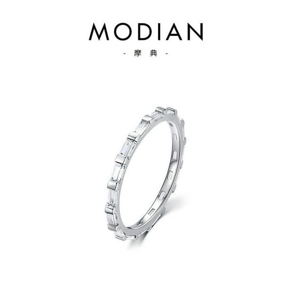 Womens 925 Sterling Silver Ring with Geometric Zircon Rainbow Diamond Inlaid Stackable Quadrilateral Shaped Ring for Her