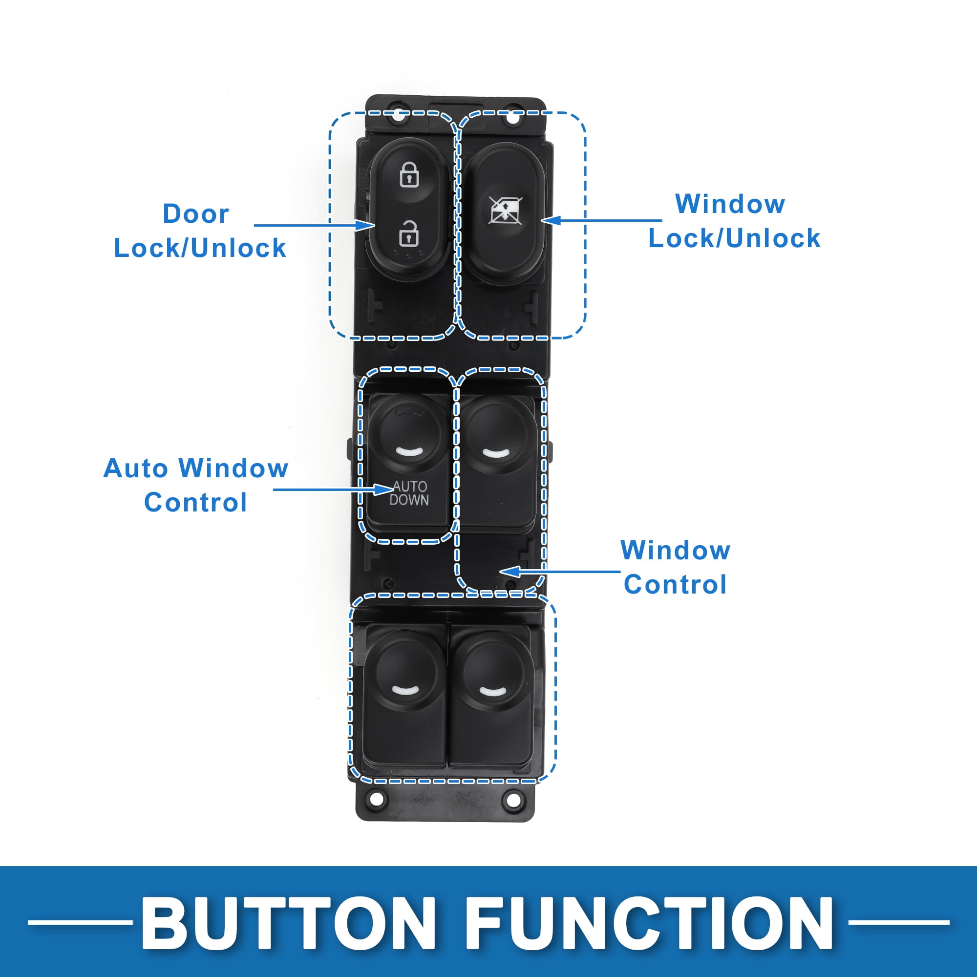 Unique Bargains Power Window Switch for Hyundai Accent 2011-2014 Front Left Black