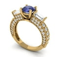 thumbnail image 2 of 2.33 ct Round Cut Simulated Tanzanite Three-Stone Engagement Ring for Women in 18K Yellow Gold, 2 of 5