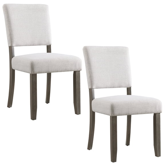 Upholstered Dining Chairs, Set of 2, Gray & Black Wood Finish