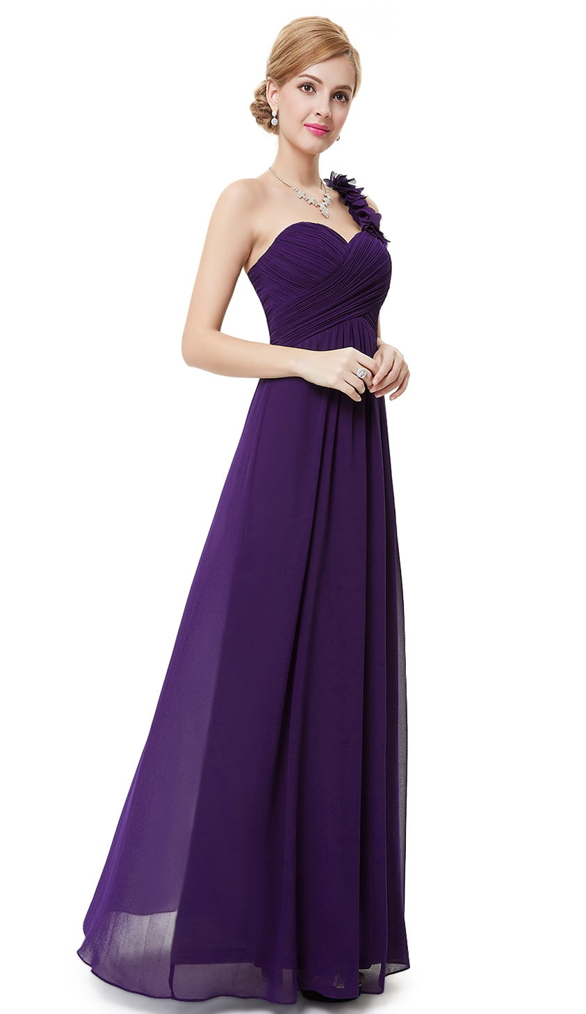 purple one shoulder bridesmaid dress