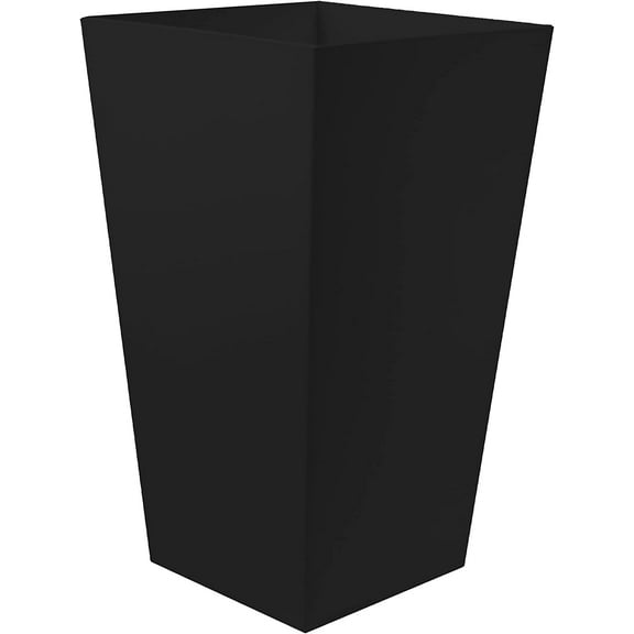Unbranded Finley Tall Square Planter - Matte Textured, 20"/Black, Plastic, Indoor/Outdoor