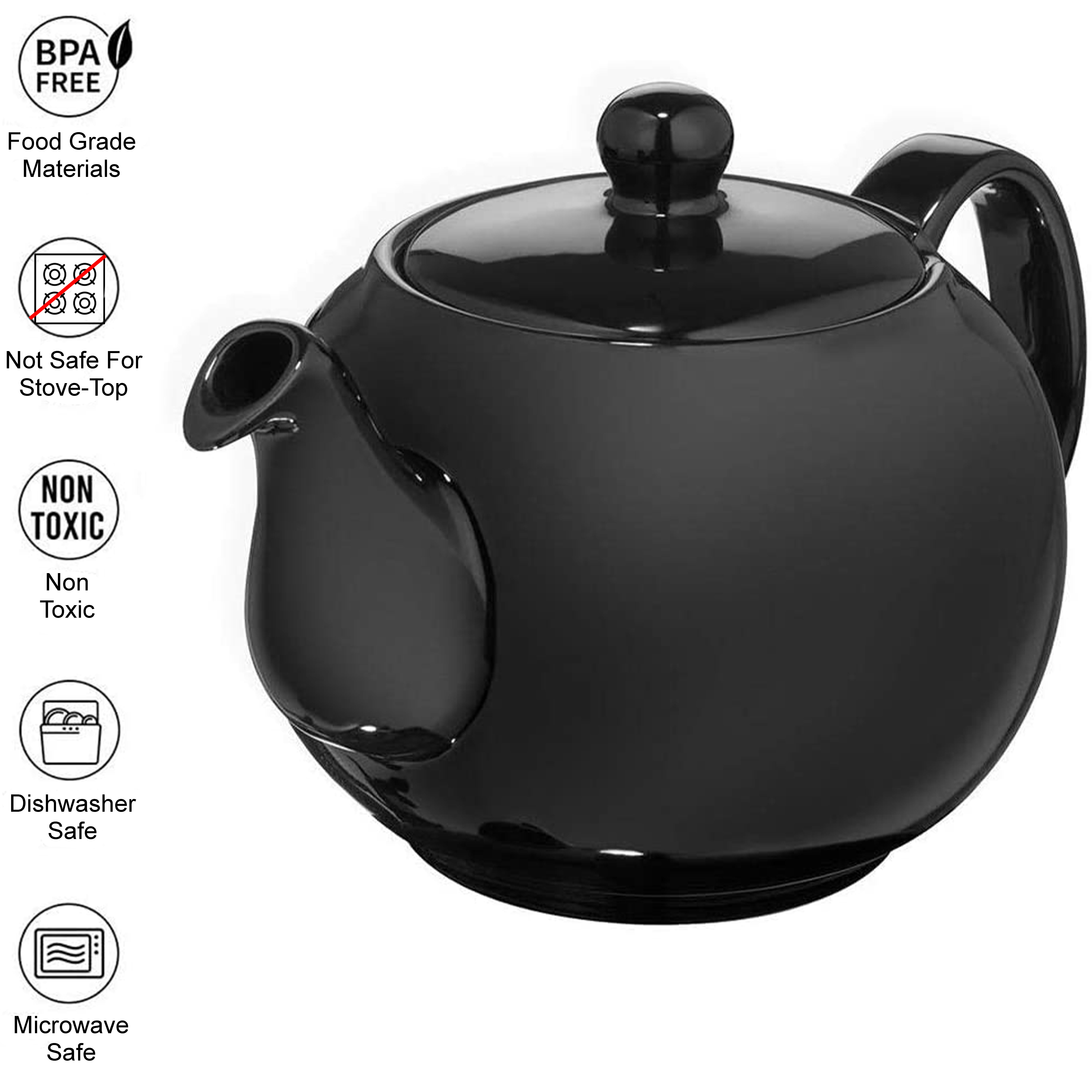 Pluto Black Porcelain Teapot with Infuser - Tea and Whimsey