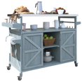 thumbnail image 6 of Glavbiku Kitchen Island,Rolling Bar Cart with Stainless Steel Top,Spice Rack for Outdoor,Gray Blue, 6 of 14