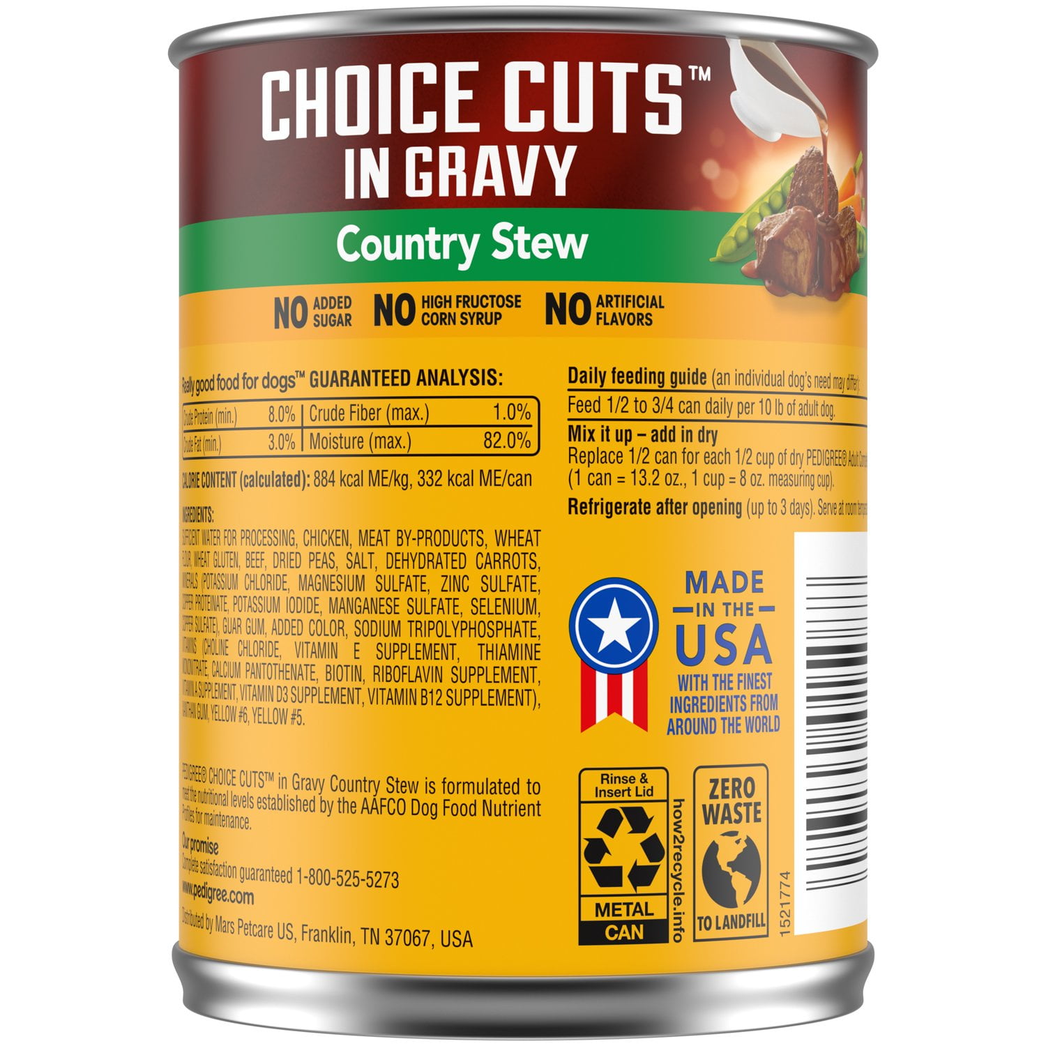 PEDIGREE Cuts in Gravy Country Stew Flavor Wt Dog Food for Adult Dogs, 13.2 Oz Cans, 12-Pack