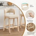 thumbnail image 6 of Zesthouse 26.2″ Counter Height Wooden Bar Stools Set of 2, Linen Upholstered Barstools with Curved Backs, Thick Cushion, Natural Solid Wood, Modern Bar Chairs for Kitchen Island, Beige, 6 of 11