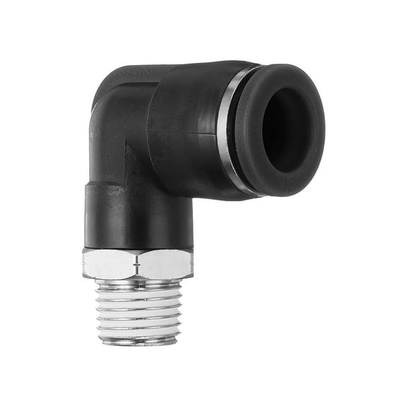 Uxcell Push to Connect Fittings 1/2 to NPT1/4 Male Plastic Elbows Fitting Black