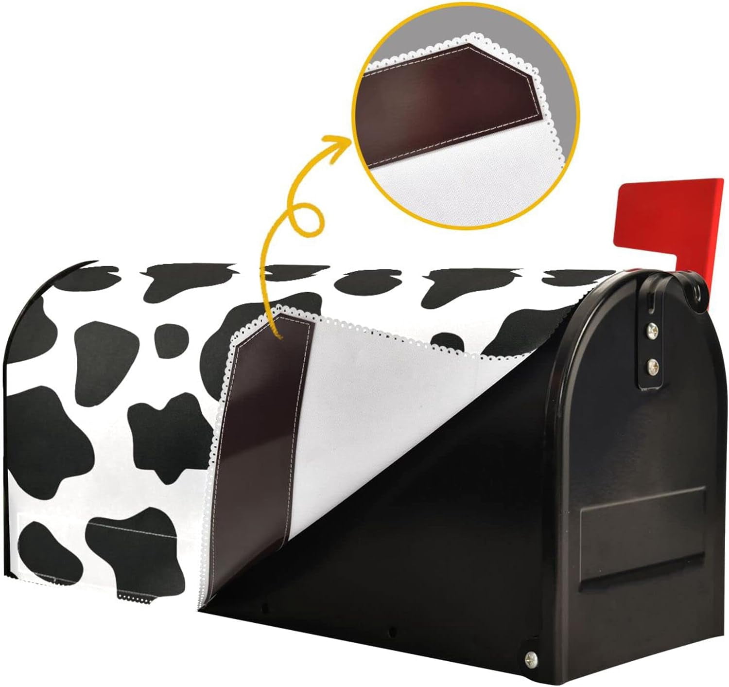 Cow Print Mailbox Covers Magnetic Black White Animal Print Mailbox Cover Wraps Standard Size 18"X21" Post Letter Box Cover Garden Decorations