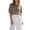 Khaki, variant on Cotton Linen Crew Neck Tie Front Puff Sleeve T Shirt Casual Loose Breathable Short Sleeve Tops