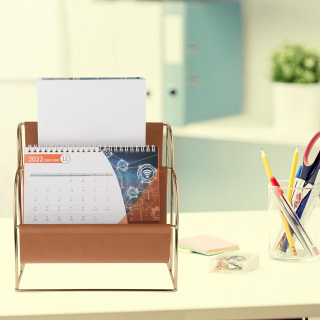 Organizador de archivos para revistas, estante de almacenamiento de Metal, estante de exhibición de cuero PU, independiente para estante, accesorios Marrón Baoblaze revistero