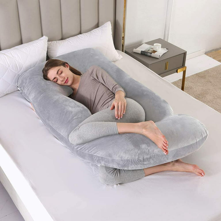 Pregnancy Pillow, U Shaped Full Body Pillow for Maternity Support, Sleeping  Pillow with Cover for Pregnant Women (Grey)…