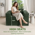 thumbnail image 4 of 41.5" Boneless Chair, Green Corduroy Cloud Single Sofa with Cup Holders and Storage Pockets, Chaise Lounge Chair for Living Room, No Assembly Required, 4 of 12