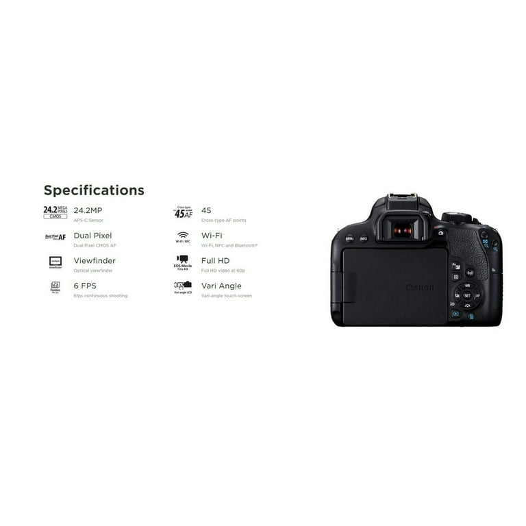 Canon EOS 800D/T7i DSLR Camera with 18-55mm IS STM Lens and Sleek