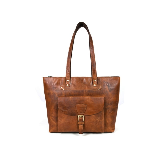 Aaron Leather Goods Genuine Leather Work Totes with Pouch for Women