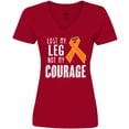 thumbnail image 3 of Inktastic Lost my Leg Not my Courage Limb Loss Awareness Orange Ribbon Women's V-Neck T-Shirt, 3 of 5