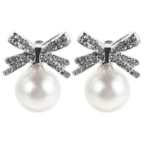 Luxshiny 1Pair Bow Faux Drop Earrings for Wedding and Bridesmaids