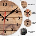 thumbnail image 2 of Wall Clock, Brown Wooden Board Silent Non Ticking Battery Operated Round Decorative Indoor Outdoor Clocks for Living Room Kitchen Bedroom Bathroom Patio 12", 2 of 6