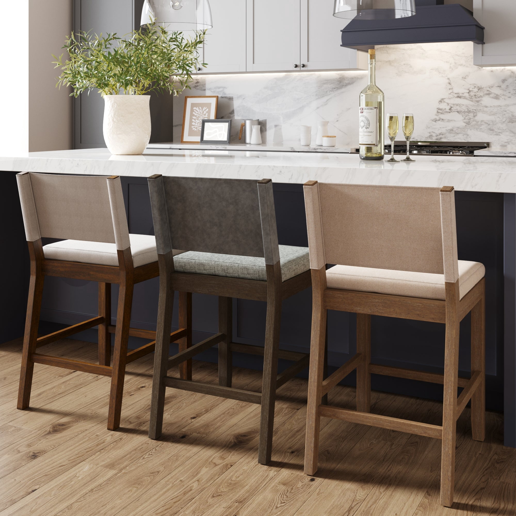Nathan James Linus Modern Upholstered Counter Height Bar Stool