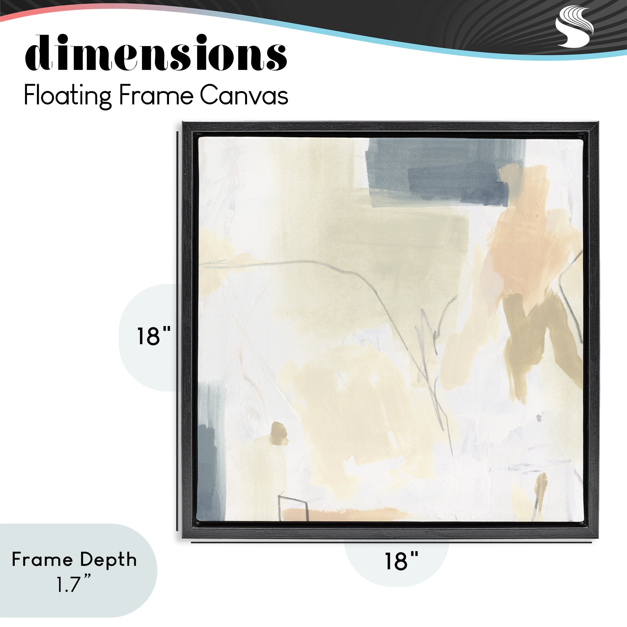 Stupell Industries Plaster Line Abstract Black Framed Floater Canvas Wall Art, design by June Erica Vess