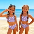 thumbnail image 3 of CCRFTGI Swimsuit for Kids Girls Size 7-8 Two Piece Sets Swim Vacation Bathing Suit Beach Vacation Fruit Floral Print Bikini Set Cute Summer Girls Fashion Swimsuits Swimwear Purple 9-10 Years, 3 of 9