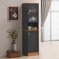 thumbnail image 4 of Contemporary Home Living 63" Black and Beige Rectangular Enclosed Storage Kitchen Pantry with Doors, 4 of 4