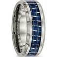 thumbnail image 4 of Titanium Polished With Blue Carbon Fiber Inlay 8mm Beveled Edge Band (Size 8.5) Made In China tb479-8.5, 4 of 5