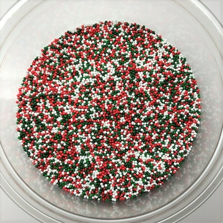 Green Non Pareils - Christmas Jingle Mix Nonpareils red green white Topping Sprinkles 1 pound