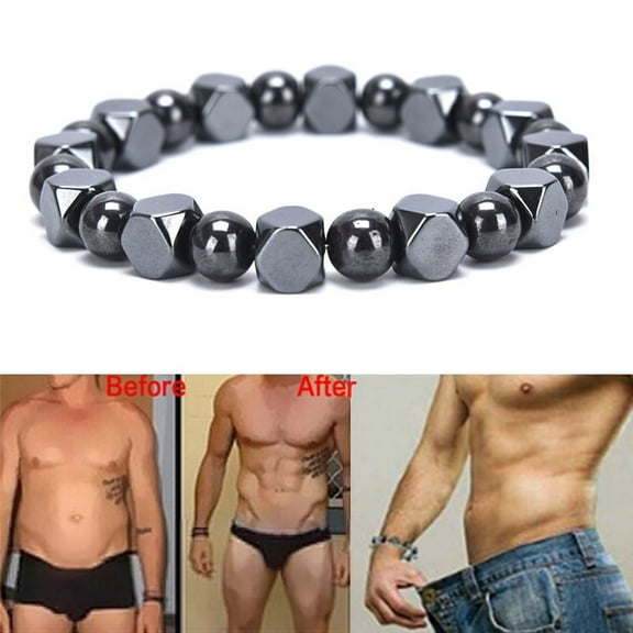 Magnetic Hematite Black Beads Stretch Health Care Bracelet Men Bangles Jewelr WA
