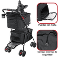thumbnail image 3 of Carriola Doble para Mascotas Cochecito para Perros y Gatos Pequeños - Medianos Transportadora Ligera y Plegable Ruedas con Freno - Negro, 3 of 7