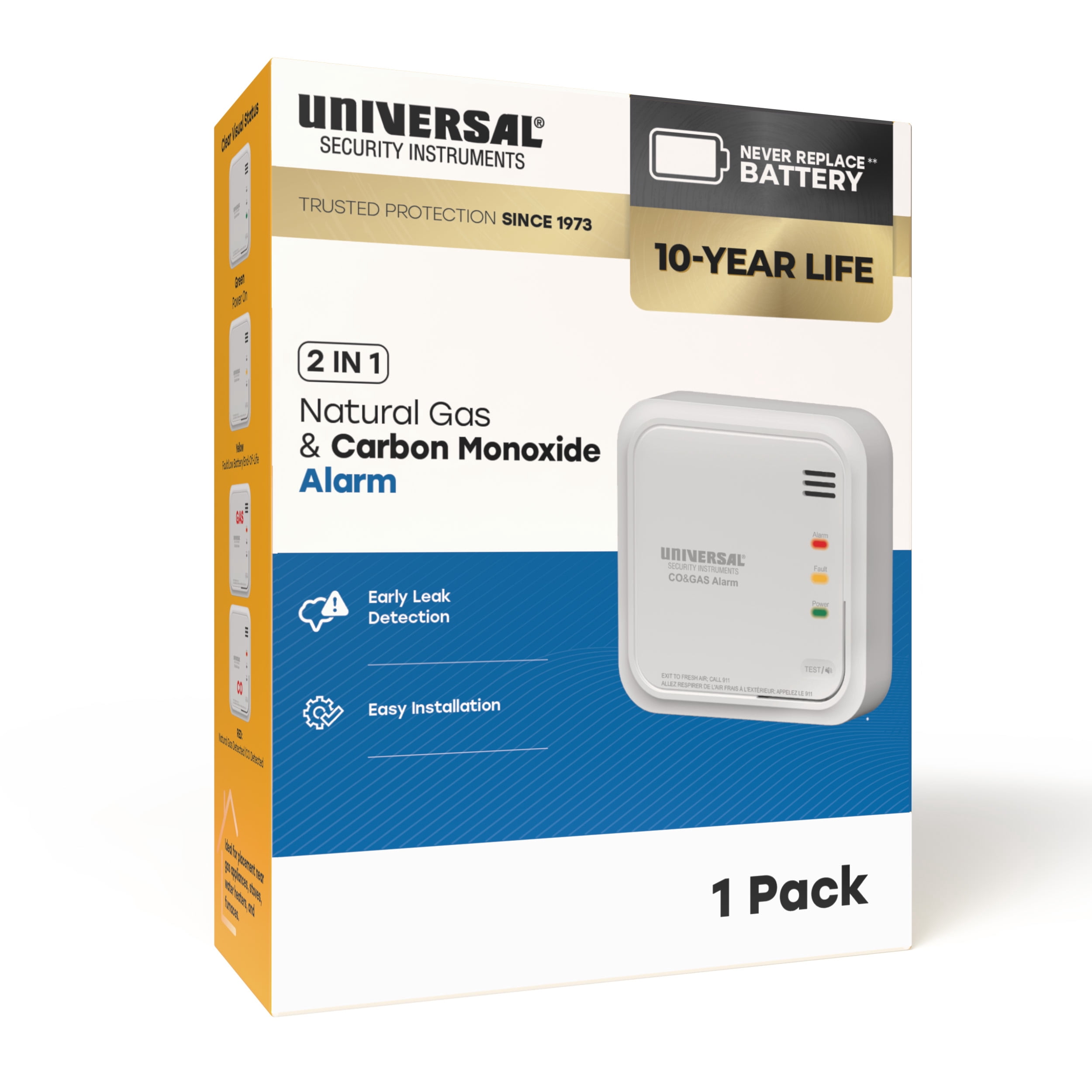 Universal Security Instruments 10-Year Battery Carbon & Natural Gas Alarm