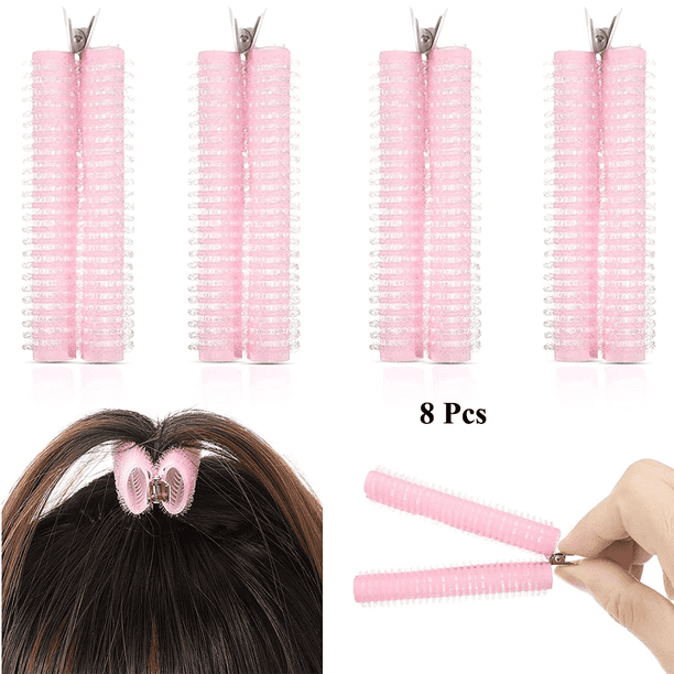 rizadores de doble capa, rodillos de flequillo, rizadores de pelo con agarre automático, rizadores de pelo, rizadores de pelo pegajosos, rizadores de plástico para peinar el cabello, herramienta (rosa