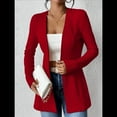 thumbnail image 4 of Chaqueta de Traje Informal de Oficina para Mujer, de Larga, con un Botón y Abertura Frontal, con Diseño de Gofre Rojo M, 4 of 8