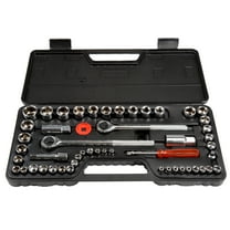 52-Piece Drive Socket Set - 1/4, 3/8 and 1/2 Sockets - SAE and Metric Tools for Mechanics, Craftsmen, and Homeowners - Tool Kit by Stalwart