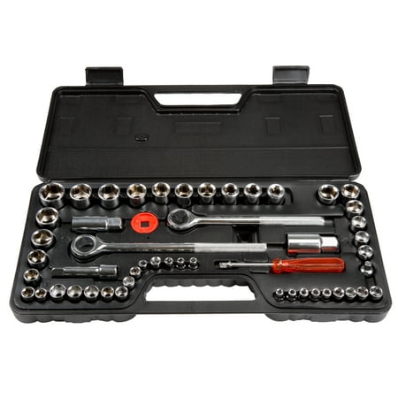 52 Piece 1/4, 3/8 and 1/2 Drive Socket Set SAE and Metric by (Best Metric Socket Set)