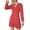 Red, variant on Fesfesfes Women Dress Fall Ruffles V-Neck Printed Long Sleeve Casual Dress
