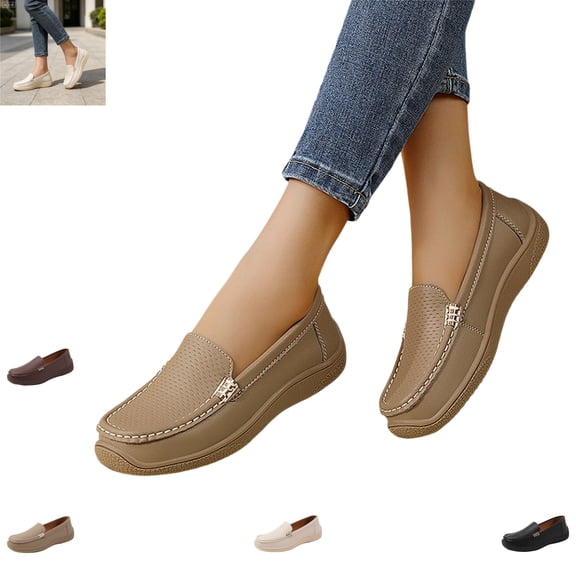 YOUYEDIAN Loafers for Women Versatile Square Toe Slip On Fashion Arch Support Comfy Flats Sport Casual Outdoor Walking Shoes