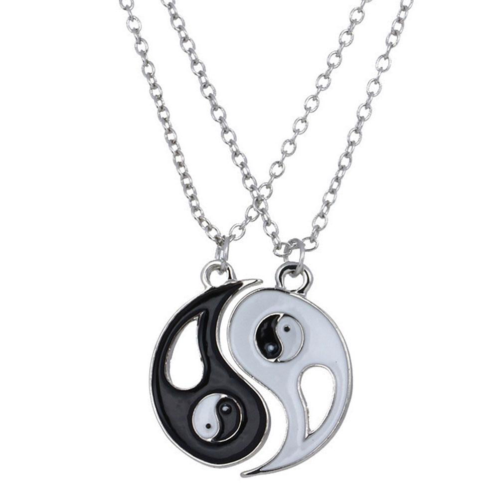 QWZNDGR 2x Tai Chi Pendant Couple Magnet Necklaces for Lovers Best Friends  Yin Yang Long Chain Necklace Fashion Jewelry Gifts 