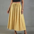 thumbnail image 2 of BUIGTTKLOP Womens Midi Skirt Drawstring Elastic Waist Drawstring Skirts Striped Side Split Summer Casual Flowy Skirts, 2 of 6