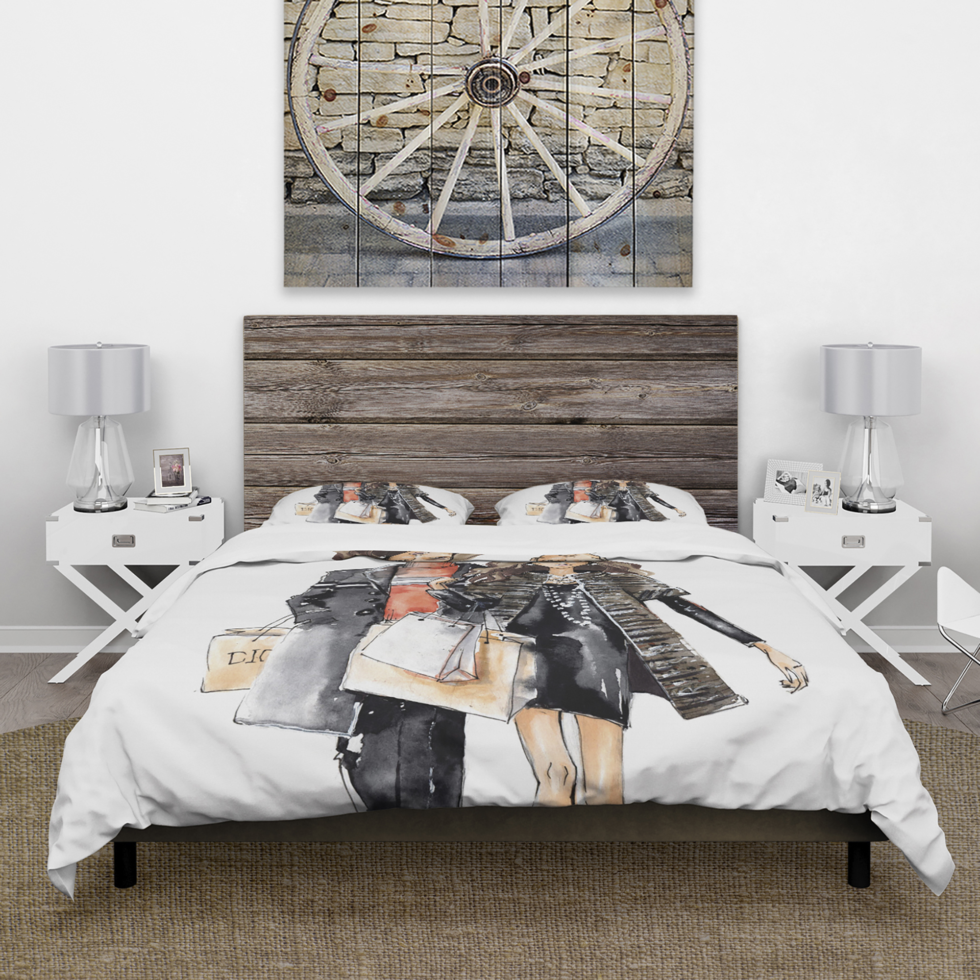 Designart 'Couples Waking Along side' Glamour Duvet Cover Set