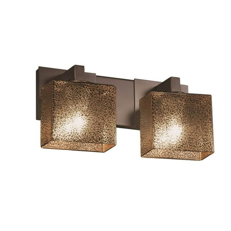 Modular Dark Bronze Chandelier - Justice Design Group Fusion Modular 2-light Dark Bronze Bath Bar, Mercury Rectangle Shade