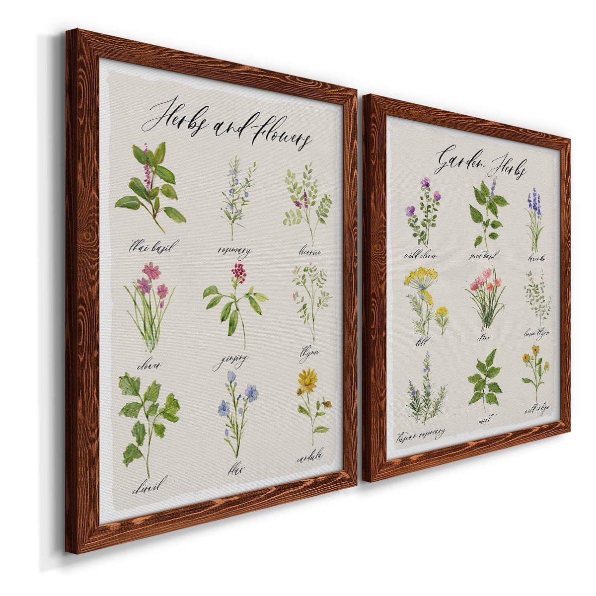 Herbs and Flowers - Premium Framed Canvas 2 Piece Set - Ready to Hang