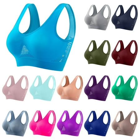 DDAPJ pyju Plus Size Bras for Women Sports Bra Breathable Mesh Sports Bra Seamless Push Up Fitness Yoga Bras Comfort Wireless Bra Limited Time Sales Dark Purple S