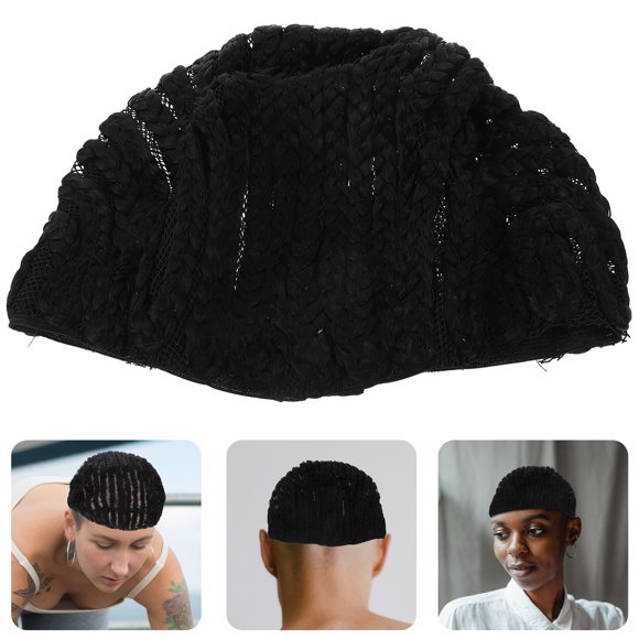 OULII 1Ud Gorro Elástico De Crochet Negro Para Pelucas Con Soporte Para