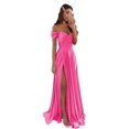 thumbnail image 1 of Vestido de fiesta GODCUN de satén con hombros descubiertos, corte en A, vestido de fiesta, 1 of 7