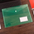 thumbnail image 1 of Nvzi Carpetas de plástico para archivos, 10 unidades, carpetas de plástico para documentos, sobres de plástico tamaño A4 con cierre a presión y etiquetas (verde), 1 of 4